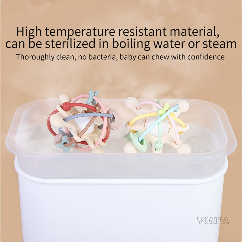 Minge senzorială din silicon pentru pat cu clopoțel și zdrențuitoare, jucării pentru nou-născuți, cadou pentru copii, jocuri de dezvoltare de la 0 la 12 luni, cadouri de Halloween și Crăciun