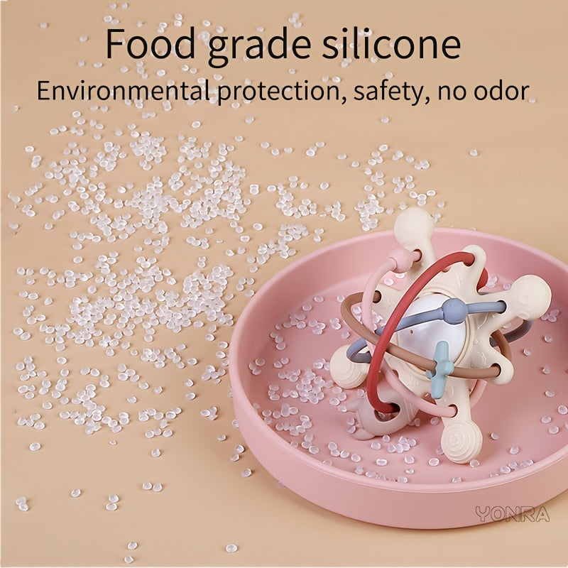 Minge senzorială din silicon pentru pat cu clopoțel și zdrențuitoare, jucării pentru nou-născuți, cadou pentru copii, jocuri de dezvoltare de la 0 la 12 luni, cadouri de Halloween și Crăciun