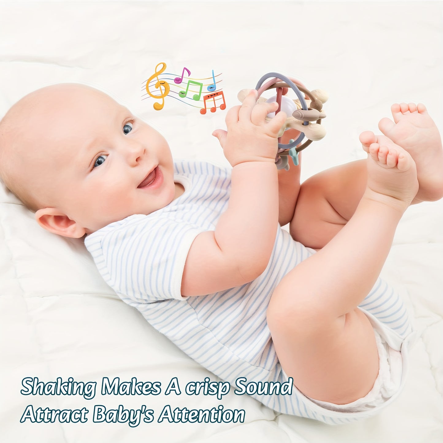 Minge senzorială din silicon pentru pat cu clopoțel și zdrențuitoare, jucării pentru nou-născuți, cadou pentru copii, jocuri de dezvoltare de la 0 la 12 luni, cadouri de Halloween și Crăciun